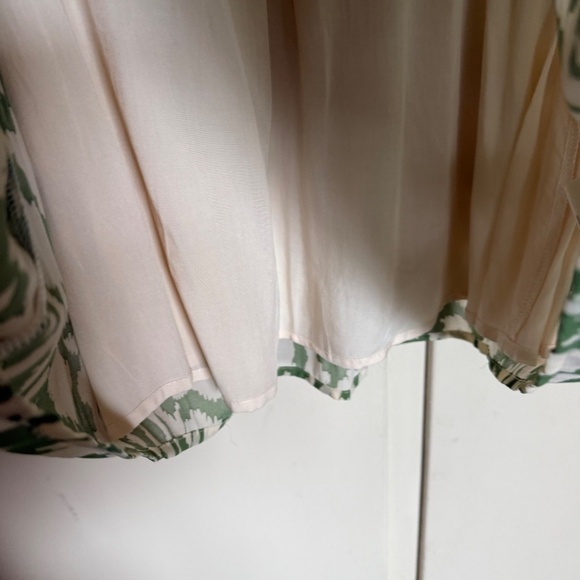 Artlove Green Cream Patterned Micro Pleats Mini Skirt Size 4 - Picture 4 of 8